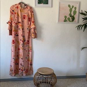 Ruffle long sleeve maxi dress